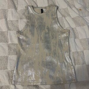 Silver and Cream Sleeveless Top